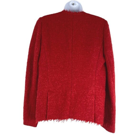 Isabel Marant Blazer Jacket Size 36 Virgin Wool Mohair Blend Red Fringe CJ-1601 - Picture 5 of 8